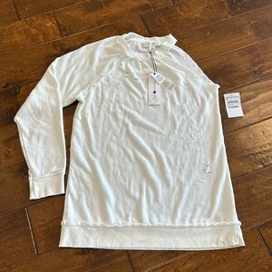 Treasure & Bond one shoulder sweatshirt, ivory, XS, distressed